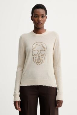 Kašmírový sveter ZADIG&VOLTAIRE béžová farba, ľahký, KWSW02805