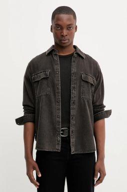 Rifľová košeľa Rag & Bone hnedá farba, regular, s klasickým golierom, RX0825FSUBB