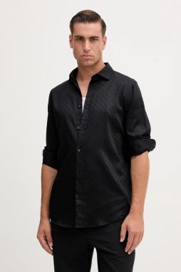 Bavlnená košeľa Armani Exchange čierna farba, regular, s talianskym golierom, XM001142 AF13131