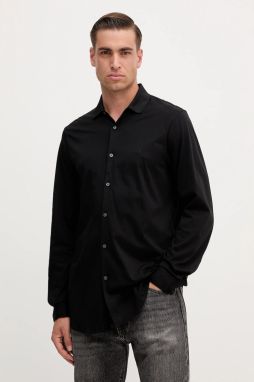 Bavlnená košeľa Armani Exchange čierna farba, regular, s klasickým golierom, XM001370 AF10364