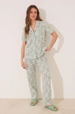 Pyžamo women'secret dámske, zelená farba, bavlnené, 3592397
