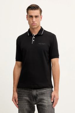 Polo tričko Armani Exchange pánske, čierna farba, s nášivkou, XM001557 AF10363