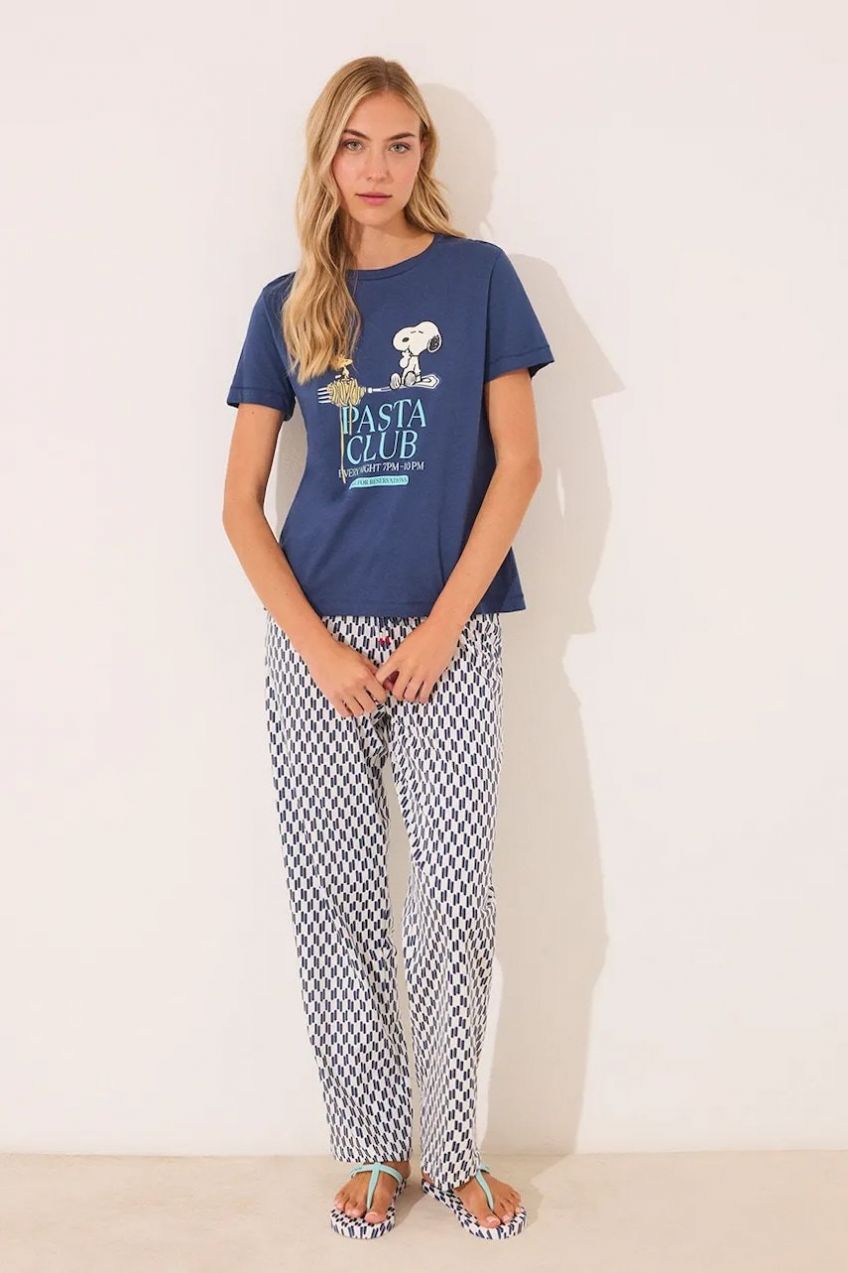 Bavlnené pyžamo women'secret tmavomodrá farba, 3132107