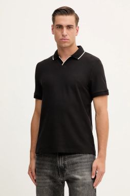 Bavlnené polo tričko Armani Exchange čierna farba, s nášivkou, XM001364 AF16261