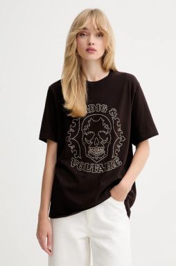 Bavlnené tričko ZADIG&VOLTAIRE dámske, hnedá farba, JWTS02845