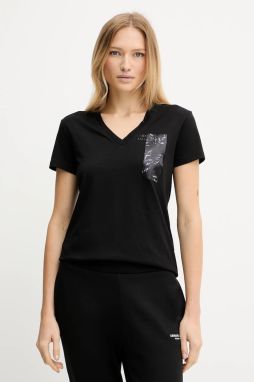 Bavlnené tričko Armani Exchange dámske, čierna farba, XW001358 AF10356