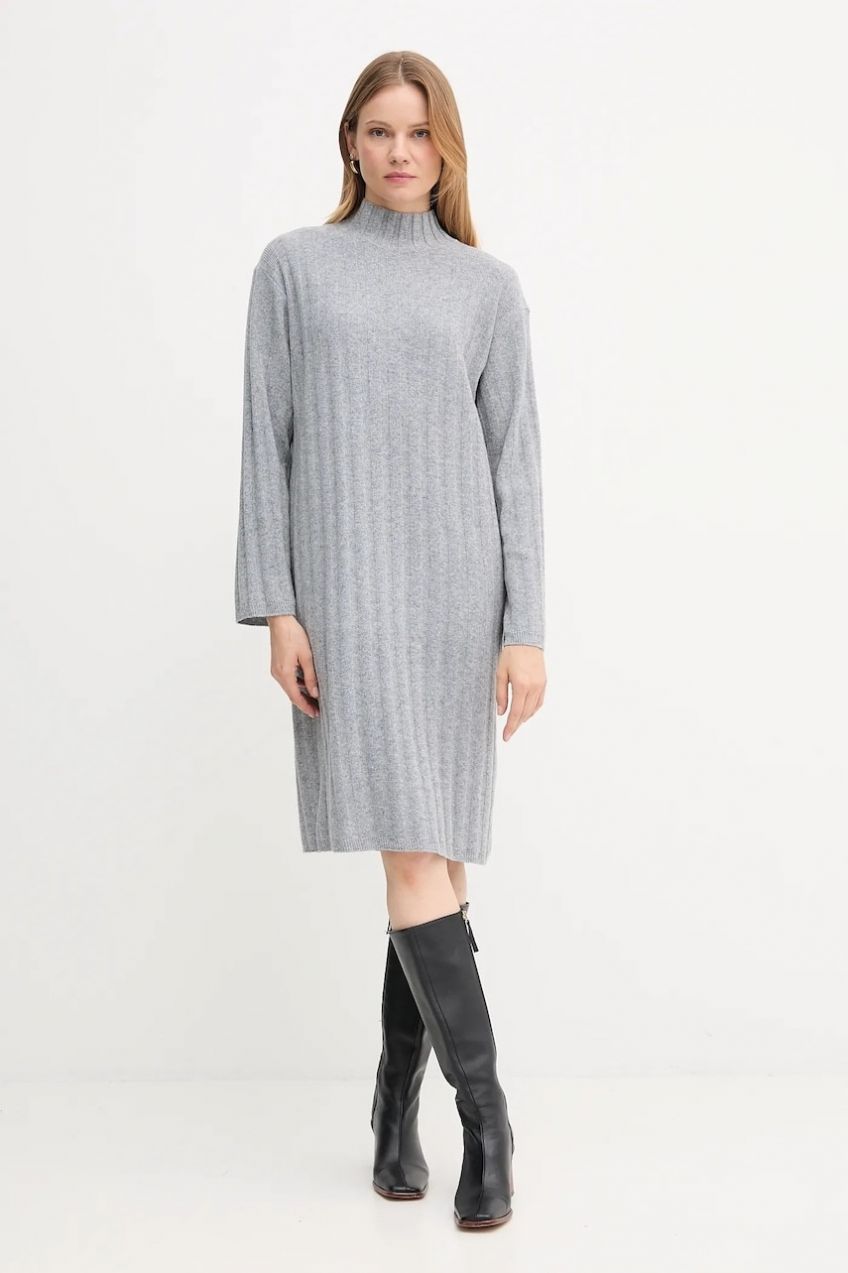 Vlnená sukňa Barbour SOPHIA šedá farba, mini, oversize, LDR0939
