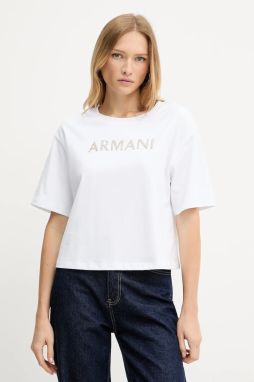 Bavlnené tričko Armani Exchange dámske, biela farba, XW001364 AF15085