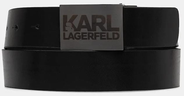 Kožený opasok Karl Lagerfeld čierna farba