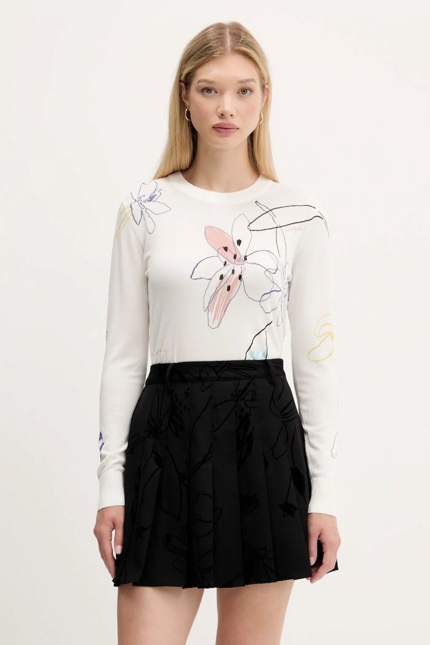 Sveter Desigual ARTY béžová farba, ľahký, 25WWJF33