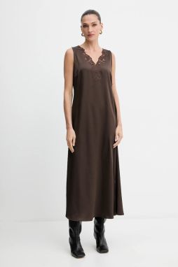 Šaty Weekend Max Mara CANOSSA hnedá farba, maxi, rovný strih, 2525226011600
