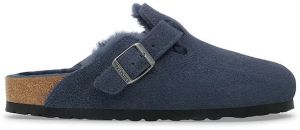 Semišové šľapky Birkenstock Boston Shearling tmavomodrá farba, 1030657