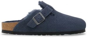 Semišové papuče Birkenstock Boston Shearling tmavomodrá farba, 1030701