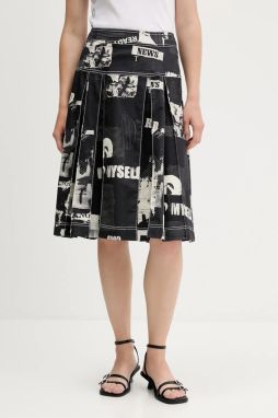 Rifľová sukňa Desigual NEWSPP čierna farba, mini, áčkový strih, 25WWFW11