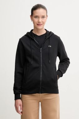 Bavlnená mikina Lacoste čierna farba, s kapucňou, jednofarebná, SF5256