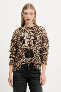 Sveter Desigual MINNIE hnedá farba, ľahký, 25WWJF43