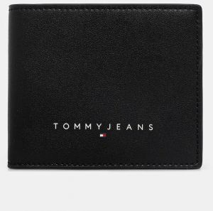 Kožená peňaženka Tommy Jeans čierna farba, AM0AM13695