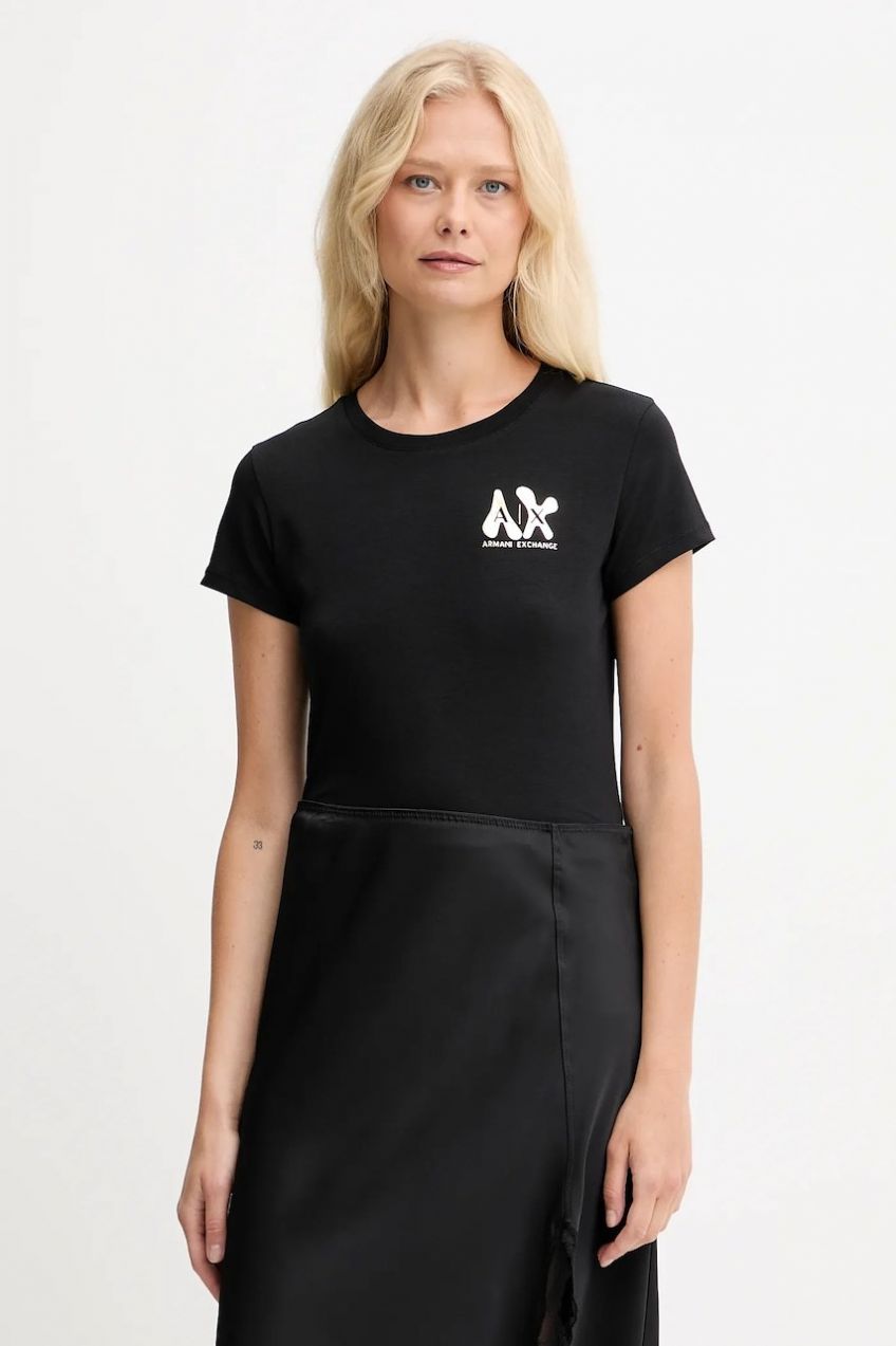 Tričko Armani Exchange dámske, čierna farba, XW001347 AF17173
