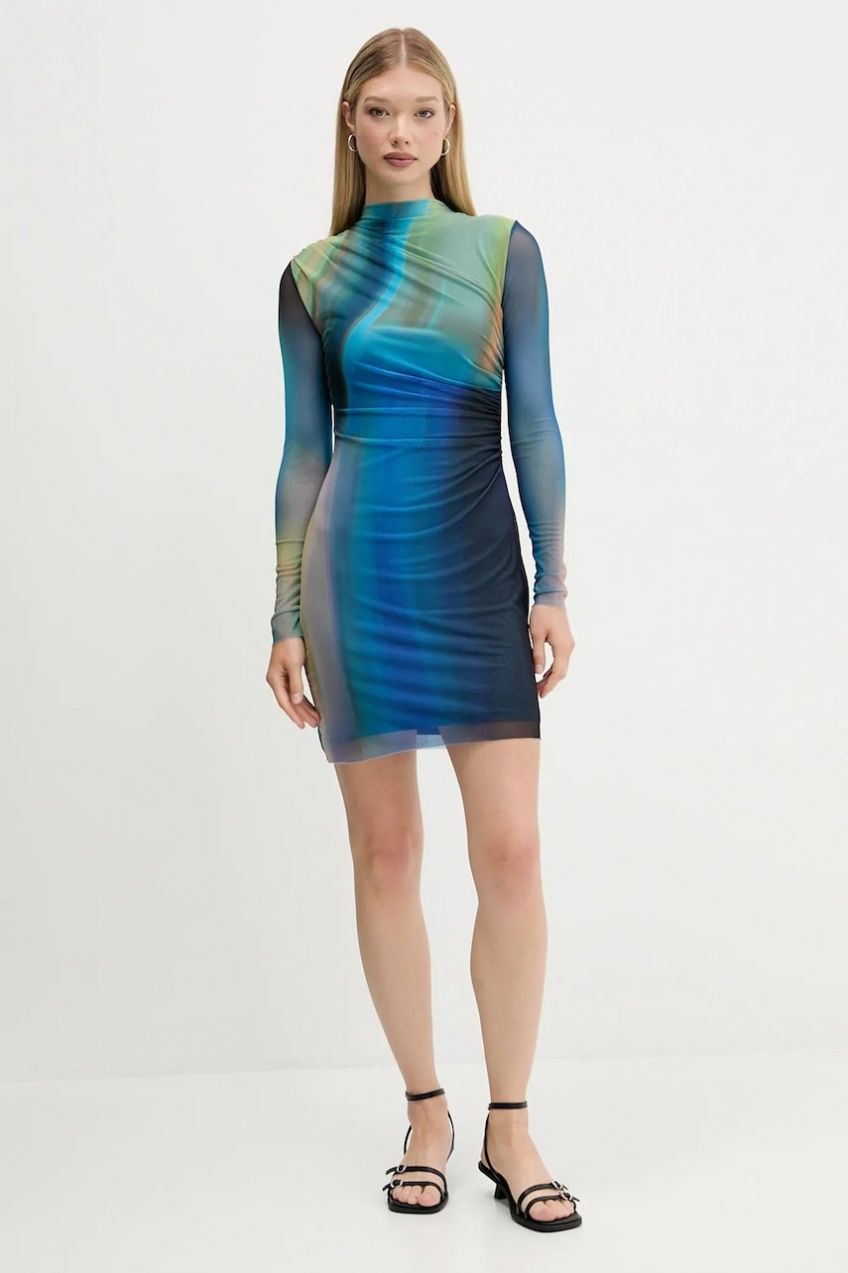 Šaty Desigual SHIRA modrá farba, mini, priliehavé, 25WWVK43