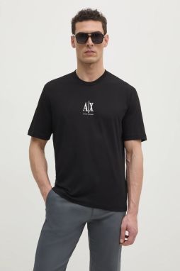 Bavlnené tričko Armani Exchange pánske, čierna farba, s nášivkou, XM000363 AF12308