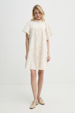 Šaty Bruuns Bazaar béžová farba, mini, áčkový strih, BBW4582