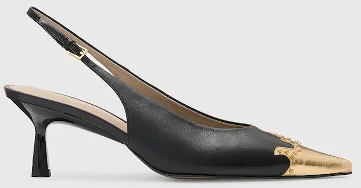Kožené lodičky AllSaints Denver Slingback čierna farba, W068FC