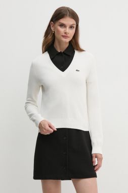 Bavlnený sveter Lacoste béžová farba, tenký