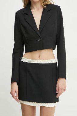Sukňa s prímesou vlny Victoria Beckham čierna farba, mini, puzdrová, 1125WSK006037A