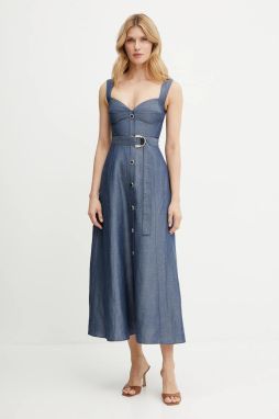 Šaty s prímesou ľanu Liu Jo maxi, áčkový strih, WA5312.T4818