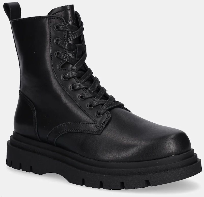 Kožené členkové topánky Armani Exchange čierna farba, XM001961 AF17328 UC001