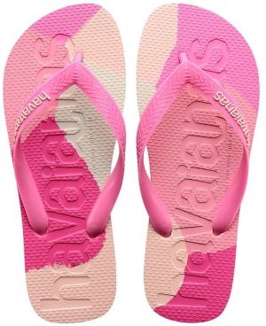 Šľapky Havaianas TOP LOGOMANIA COLORS II dámske, ružová farba, na plochom podpätku, 4147526-0129
