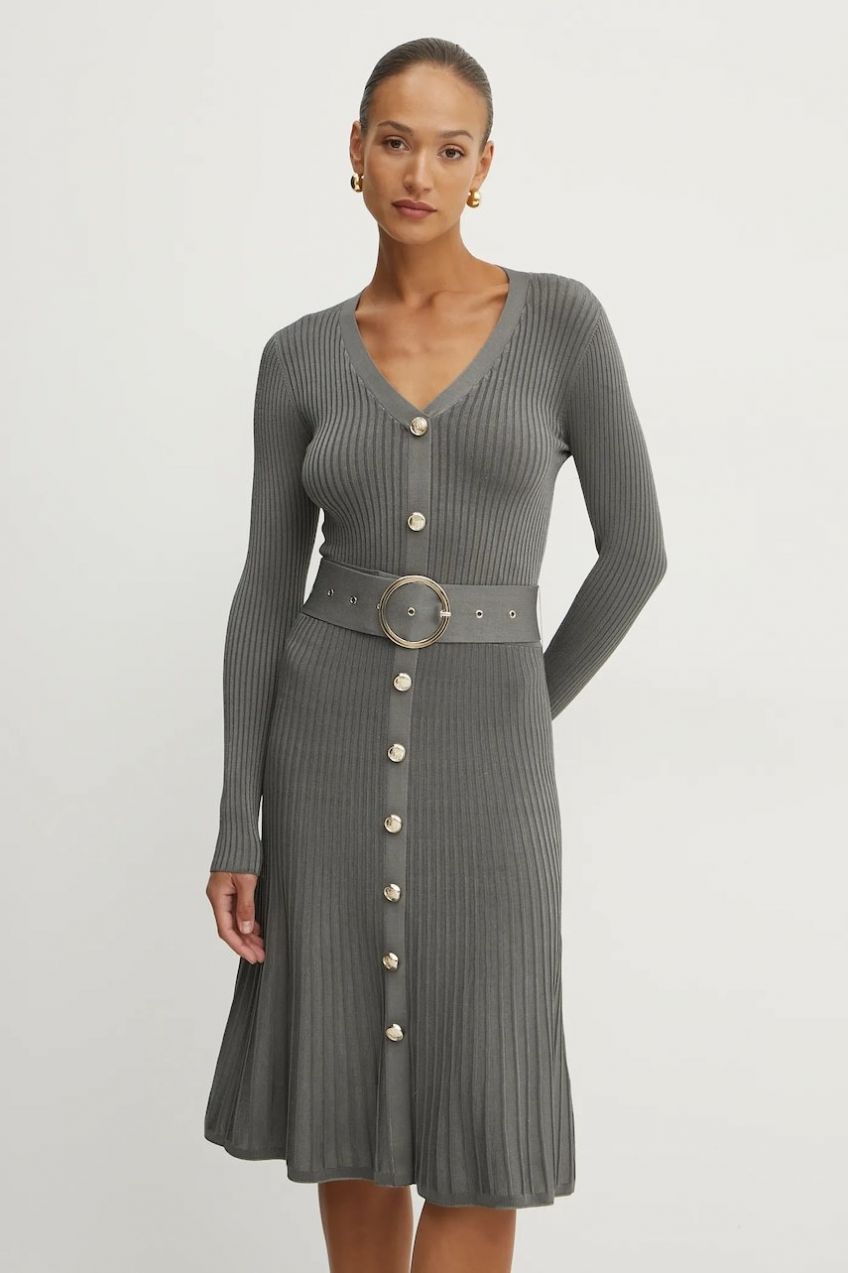 Šaty Marciano Guess NEW DILETTA zelená farba, midi, áčkový strih, 5RGK87 5036Z