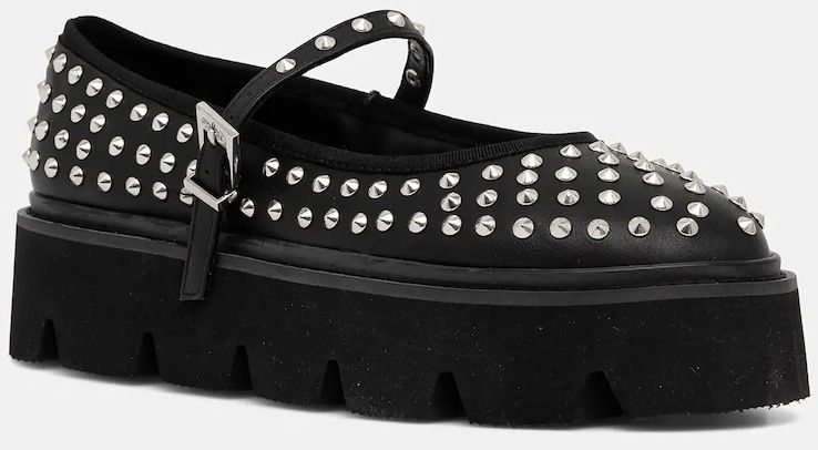 Baleríny Buffalo Darya Mary Stud čierna farba, 1620035-BLK