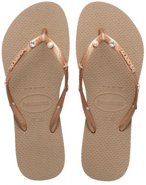 Šľapky Havaianas SLIM LUXURY AQUA dámske, zlatá farba, 4149965.3581