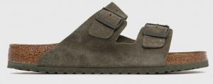 Semišové šľapky Birkenstock Arizona pánske, zelená farba, 1025657