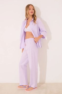 Pyžamo women'secret dámske, fialová farba, bavlnené, 3592401