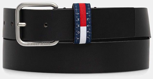 Kožený opasok Tommy Jeans čierna farba, AM0AM13688