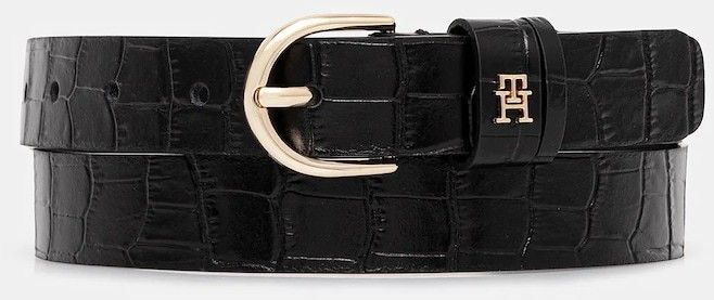 Kožený opasok Tommy Hilfiger čierna farba, AW0AW17755