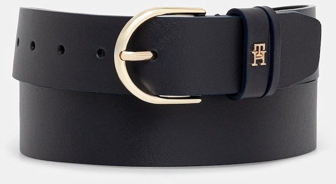 Kožený opasok Tommy Hilfiger tmavomodrá farba, AW0AW17757