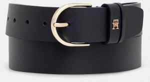 Kožený opasok Tommy Hilfiger tmavomodrá farba, AW0AW17757