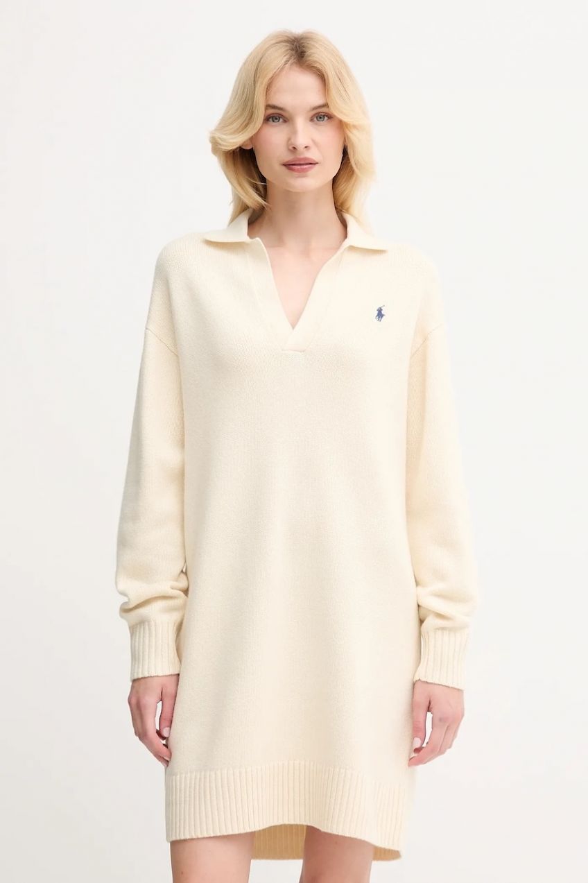 Vlnená sukňa Polo Ralph Lauren béžová farba, mini, oversize, 211A91143