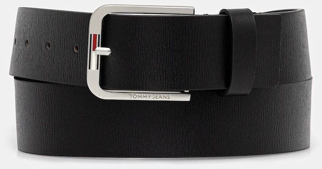 Kožený opasok Tommy Jeans čierna farba, AM0AM13690