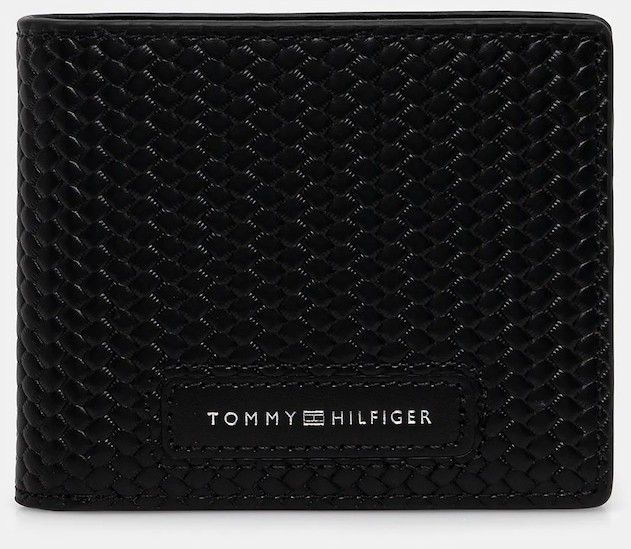 Kožená peňaženka Tommy Hilfiger čierna farba, AM0AM13728