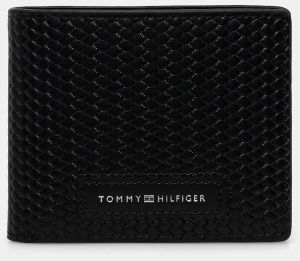 Kožená peňaženka Tommy Hilfiger čierna farba, AM0AM13728