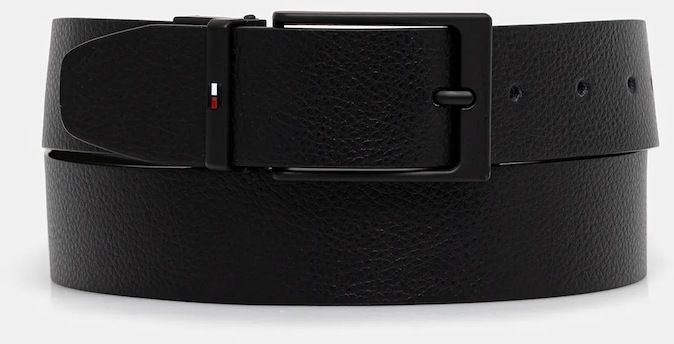 Kožený opasok Tommy Hilfiger čierna farba, AM0AM13821
