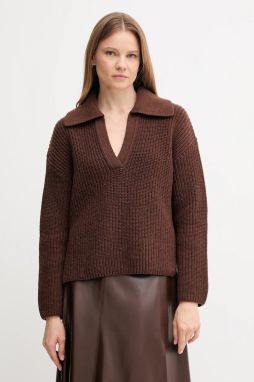 Sveter s prímesou vlny Barbour ROBYN hnedá farba, teplý, LKN1675