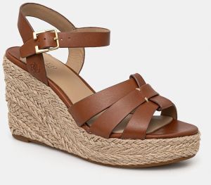 Kožené sandále Lauren Ralph Lauren Soffia Espdr hnedá farba, 802953961001