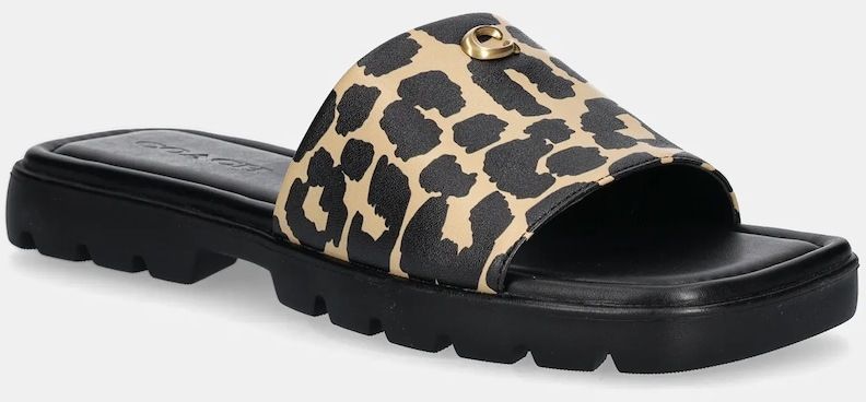 Šľapky Coach Florence Leopard dámske, hnedá farba, CZ362