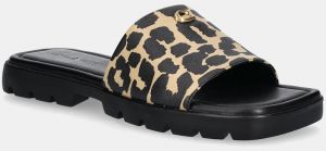 Šľapky Coach Florence Leopard dámske, hnedá farba, CZ362