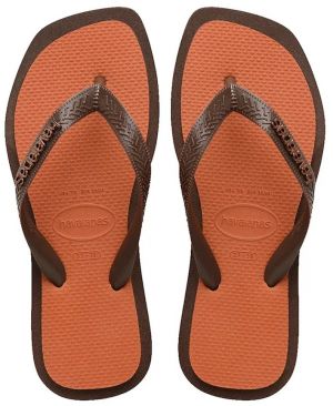 Šľapky Havaianas TOP SQUARE FUSION dámske, hnedá farba, 4149944.0727